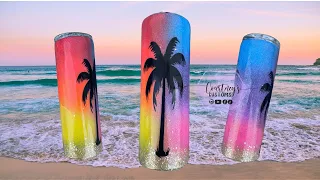 Sunrise, Sunset Glitter Ombre Tumbler Tutorial | Summer Tumbler Ideas