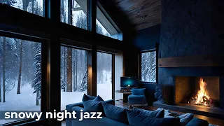 Snowy Night Jazz Music - Relaxing Jazz Music in Winter - Cozy Room and Fireplace Ambience