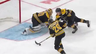 Tuukka Rask with a great save as the Bruins hang on vs Buffalo