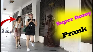 Super funny prank reactions, best cowboy prank in 2024 try not miss it, scary statue prank