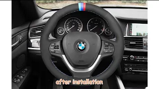 MEWANT --- for BMW X3 F25 X4 F26 Car Steering Wheel Cover Installation