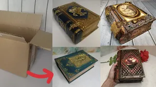 DIY /4 ideas of boxes in the form of a cardboard book / 4 идеи шкатулок в виде книги из картона! 🌼🌼🌼