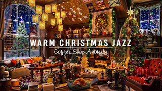 Instrumental Christmas Jazz Music with Fireplace Sounds🎄Warm Night at Christmas Coffee Shop Ambience