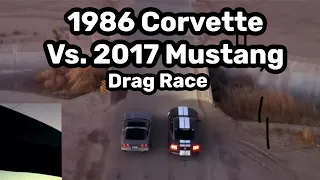 2017 V6 Mustang Vs. 1986 C4 Corvette!! Drag Race!