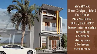 3d Home Design | 15x40 Feet | Interior Design | Carparking | 3Bhk House Plan || 3d house design