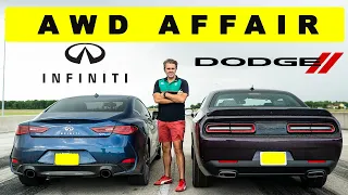 Dodge Challenger GT AWD vs Infiniti Q60 3.0t AWD | Comparison and Drag Race