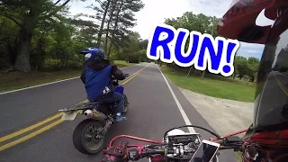 Motorcycles CHASED by crazy truck!