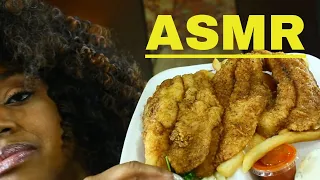 ASMR Fish Fry Friday 🥠🥂🍰 On A Monday??? Chewing Whispering, Tapping Eating Sounds