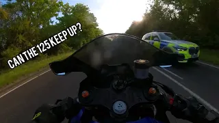 R7 weaving through traffic with a cbr125r