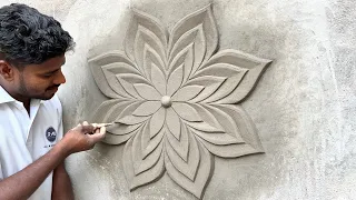 Amazing Wall Flower Design - New Flower 3D Design - Cement Sand And Design