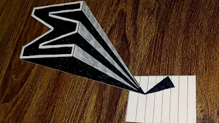 How to draw M "3D illusion" Drawing on paper || 3D Drawing || Paper Art || Zee Art and Craft
