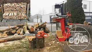 Holzspalten | Brennholz Erzeugung | Sägen und Spalten | Motorsäge | Firewood splitting | Forst