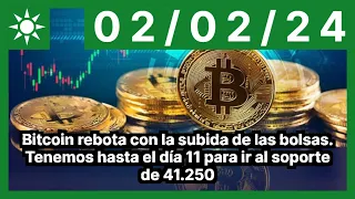 Bitcoin rebota con la subida de las bolsas. Tenemos hasta el día 11 para ir al soporte de 41.250