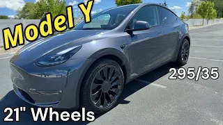 Tesla model Y 21"  Performance Uberturbine Wheel Upgrade W/ Larger Tire Size 295/35/r21 In Rear!!