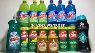 6 Bottles of Ajax, 6 Cans of Comet, Coconut Colada Gel Beads, Axion, Downy Unstoppables & Xtra Pine