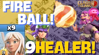 HOW TO USE THE FIRE BALL HEALER CHARGE WARDEN AND QUEEN TH16 STRATEGY | clash ofclans