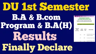 DU 1st Semester B.A & B.com Program Results Declare 2024