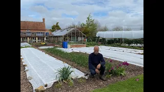 Tour of Charles Dowding's no dig garden at a transition time between winter and spring