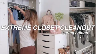 EXTREME SPRING CLOSET CLEANOUT🌷 *getting rid of half my closet, + reorganizing*