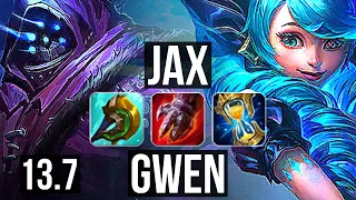 JAX vs GWEN (TOP) | 500+ games, 11/3/8, Dominating | KR Master | 13.7