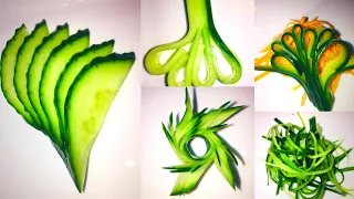 CUCUMBER DECORATION  My 5 Tips Vegetable Carving Decoration ideas 黄瓜寿司摆盘技巧