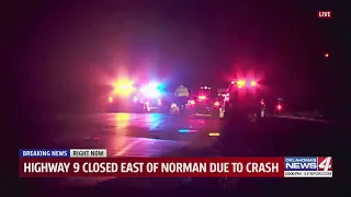 Highway 9 closed east of Norman due to critical injury crash