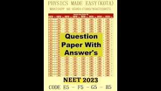 NEET 2023 CODE SET E5; SET F5; SET G5; SET H5; ORIGINAL PAPER & ANSWER KEY; ENDOSPERM FOR NEET - 1;