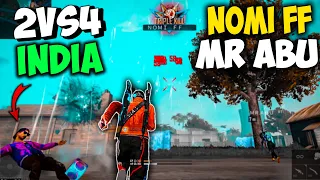 NOMI FF & MR ABU Vs 4 Indian Ultra Pro Players GARENA FREE FIRE PAKISTAN