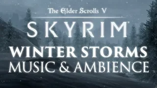 The Elder Scrolls: Skyrim | Winter Storms Music & Ambience 🎧 12 Peaceful Scenes