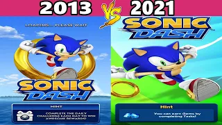 Sonic Dash Evolution 2013 vs 2021 - Baby Sonic vs All Bosses Zazz Eggman All 32 Characters Unlocked