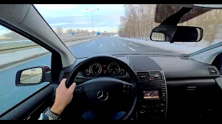 2010 Mercedes-Benz  A160 W169 1.5 95 HP - Snow winter POV Test Drive, sound, and acceleration