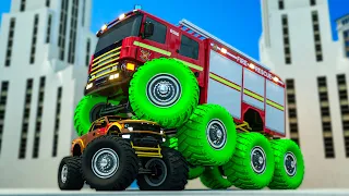 Police Cars Chasing Monster Truck - 3D Cars | Wheel City Heroes USA | Fire Truck Animation