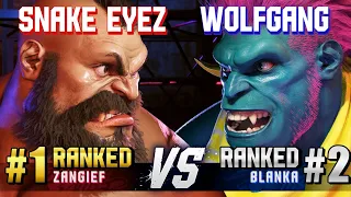 SF6 ▰ SNAKE EYEZ (#1 Ranked Zangief) vs WOLFGANG (#2 Ranked Blanka) ▰ Ranked Matches