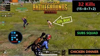 [Hindi] PUBG MOBILE | "32 Kills" Subscribers Squad Amazing Chicken Dinner