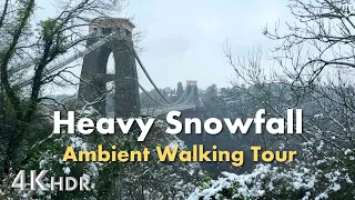 Beautiful snow around Bristol | CLIFTON SUSPENSION BRIDGE | Ambient relaxing 4k Walk