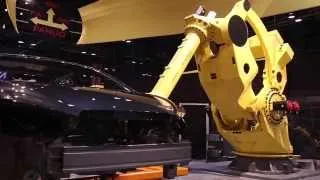 Huge FANUC Robot Lifts A Whole Car Body for Robotic Engine Assembly