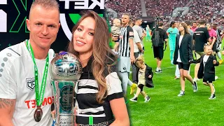 Жена футболиста Дмитрия Тарасова Анастасия Костенко с детьми пришла поддержать мужа на финал Медиали