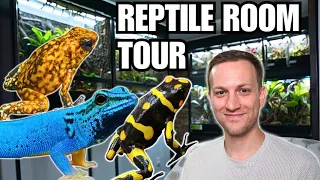 REPTILE ROOM TOUR! DR. BROWN'S RARE POISON FROGS AND ELECTRIC BLUE GECKOS!