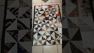 Old towel upcycled into a TV quilt