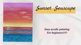 How to paint sunset seascape/ Easy Acrylic painting for beginners /Step by Step tutorial/ Sunset