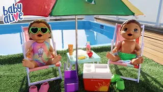 BABY ALIVE GÊMEOS LAURINHA E FELIPINHO SE DIVERTINDO NA PISCINA DO CLUBE