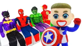 BABY MEETS SUPERHERO CAPTAIN AMERICA 💖 Cartoons Play Doh Stop Motion