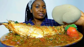 Nigerian food okra soup with fufu