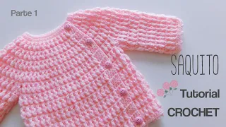 Saquito abierto, Jersey, Sueter para Bebe a Crochet  Parte 1 de 2