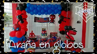 Araña hecha en  globos ( Tematica Spider-man ) #decoracionconglobos #spiderman #globos  #decoracion