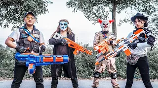 LTT Nerf Mod : 1 Hour Nerf War | Couple SEAL MARINES Nerf Guns Fight Crime SATAN Mask 2