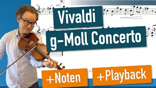 Vivaldi Violin Concerto in G minor RV 317 - (SLOW Tempo 60) Violin Sheet Music + Piano Accompaniment