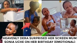 Sonia uche in tears ❤️as her daughter Heavenly Dera surprised her on her birthday