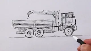 How to draw a Crane Truck easy