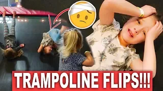 INDOOR PLAYGROUND TRAMPOLINE FLIP MISHAP!